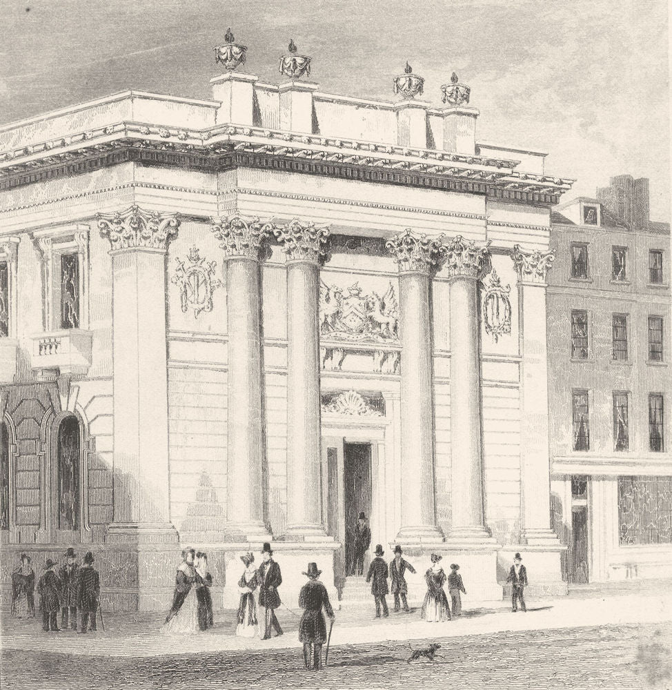 HOLBORN. The new Gresham College. London. DUGDALE 1835 old antique print